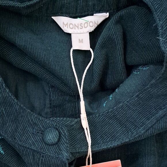 Monsoon Women's Long Sleeves Forest Green Embroidered Top Corduroy sz Medium - Picture 9 of 9